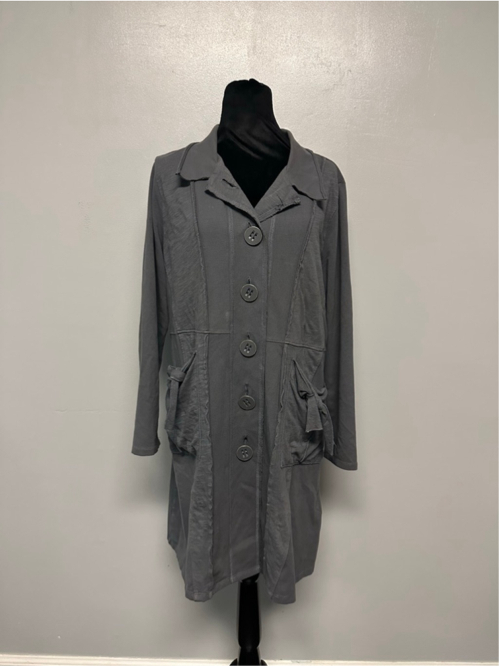 Habitat Gray Long Sleeve Button Front Trench Coat Women’s Size Medium